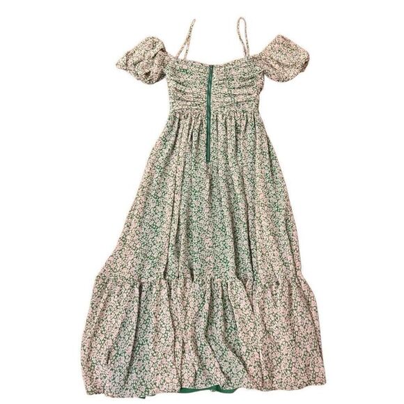 Bardot Fauna Midi Dress Green Pink Floral Size 2 XS - Picture 3 of 8
